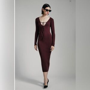 Bardot Deep Burgundy Long Sleeve Dress